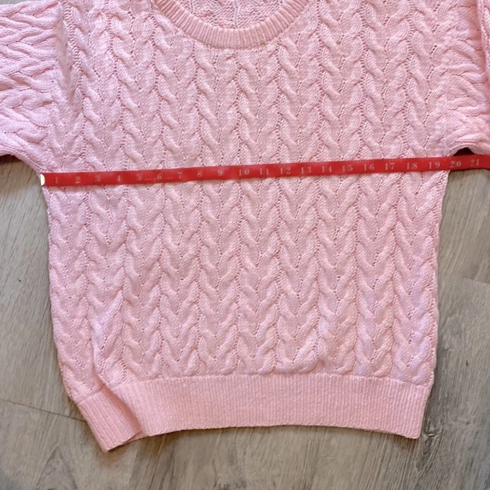 Lovely Pink Long Sleeve Cable Knit Sweater - Picture 11 of 13